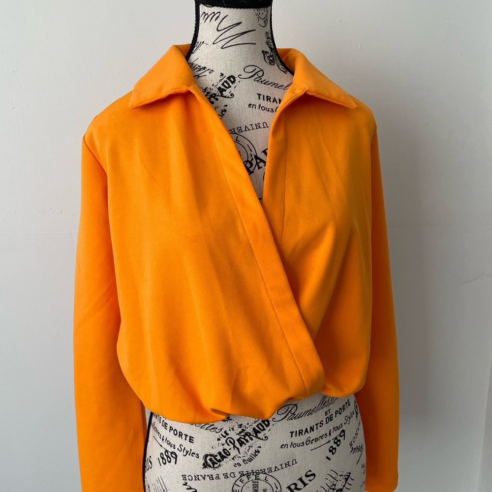 Zara Vibrant Orange Wrap Blouse